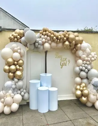 Gender Reveal Backdrop Setup