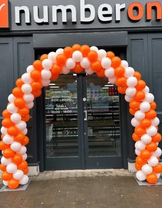 Number ONE Classic Balloon Arch White and Orange