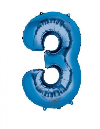 40" Foil Balloon Blue Number 3
