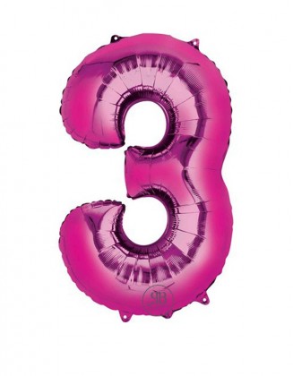 32" Balloon Pink Number 3