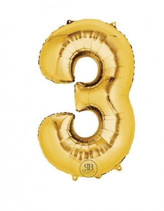 32" Balloon Gold Number 3