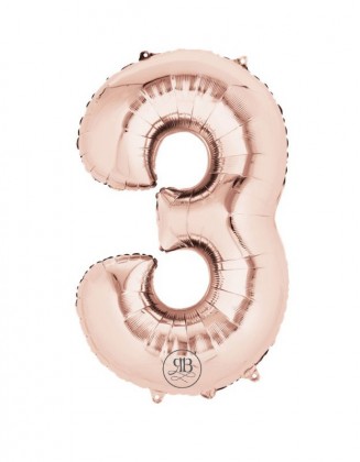 32" Balloon Rose Gold Number 3
