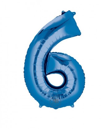 32" Foil Balloon Blue Number 6