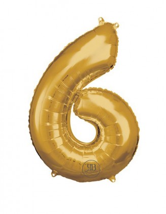 32" Foil Balloon Gold Number 6