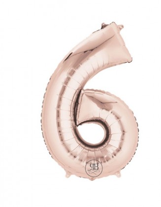 40" Foil Balloon Rose Gold Number 6