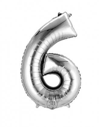 40 Inch Silver Number 6 Helium Foil Balloon