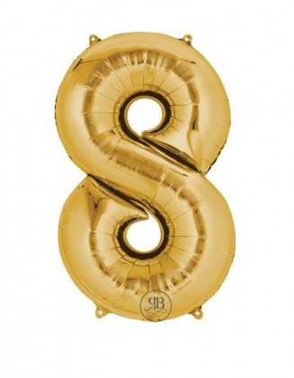 40 Inch Gold Number 8 Helium Balloon for Parties