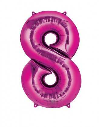 40 Inch Pink Number 8 Helium Balloon for Birthdays