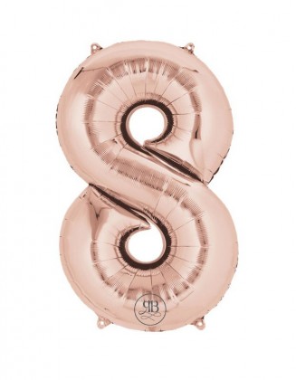 40" Foil Balloon Rose Gold Number 8