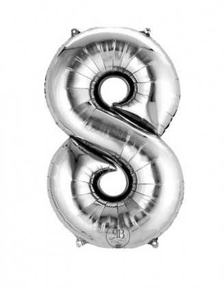 40 Inch Silver Number 8 Helium Balloon for Events