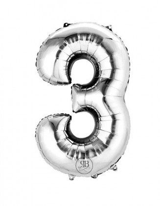 16" Foil Balloon Silver Air-Fill Number 3