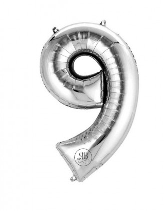 16" Foil Balloon Silver Air-Fill Number 9