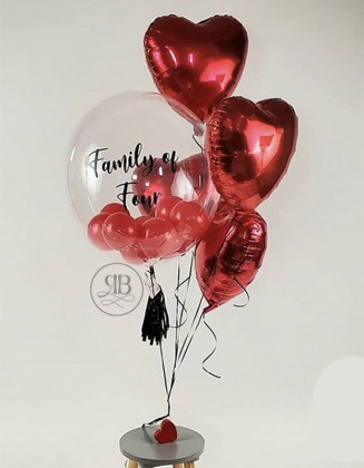 4 Hearts with a Personalised Balloon