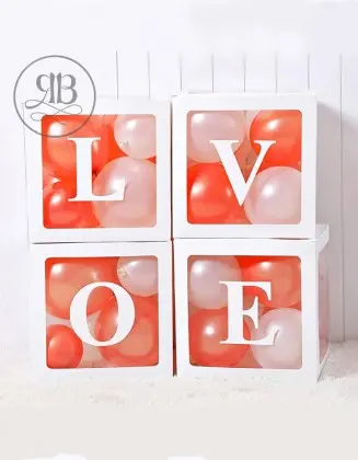 Box Love filled with balloons