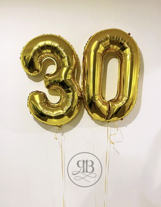 Inflated 40'' Balloon Birthday Number Gold 1,2,3,4,5,6,7,8,9,0
