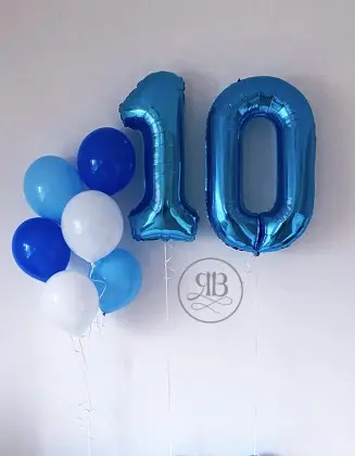 2 Numbers and 6 latex balloons