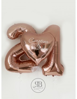 Helium inflated balloons with Bespoke Heart