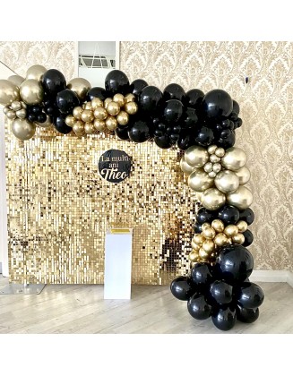 Gold Sequin Backdrop with balloon Arch
