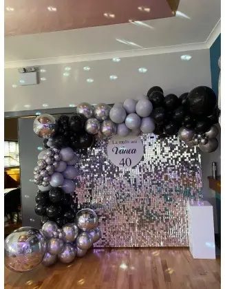 Sequin Wall With Balloon Decor Arch